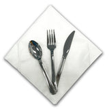 Prerolled Faux Silver Cutlery Linen-Like Napkins White - Case of 100