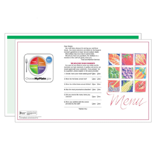 Market Medley Green Blank Menus - Pack of 500