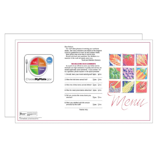 Market Medley White Blank Menus - Pack of 500