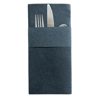 Linen-Like Black Pre-Folded Pocket Dinner Napkins - Case of 1000