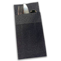 Linen-Like Black Pre-Folded Pocket Dinner Napkins - Case of 1000