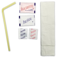 Pouch Kit with Napkin, Flex Straw, and Condiments  - Case of 250