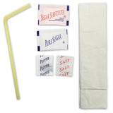 Pouch Kit with Napkin, Flex Straw, and Condiments  - Case of 250