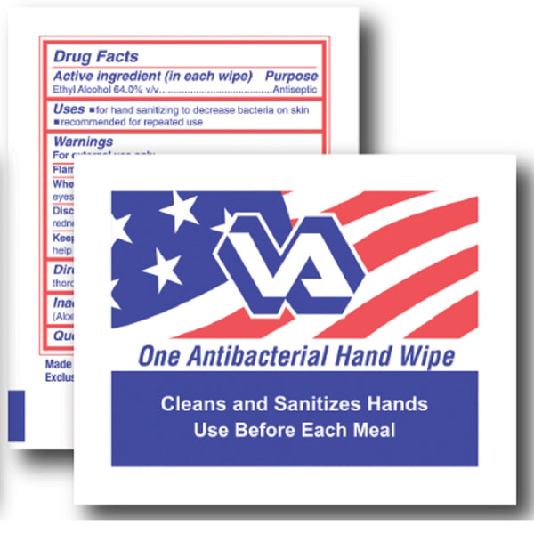 VA 64% Anti-Bacterial Ethyl Alcohol, Microbial-Control Wipes - Case of 2000